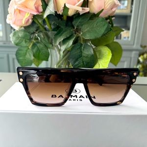 Balmain B-V BPS -12B Sunglasses Dark Brown/Brown Gradient Square Shape 54-17-145